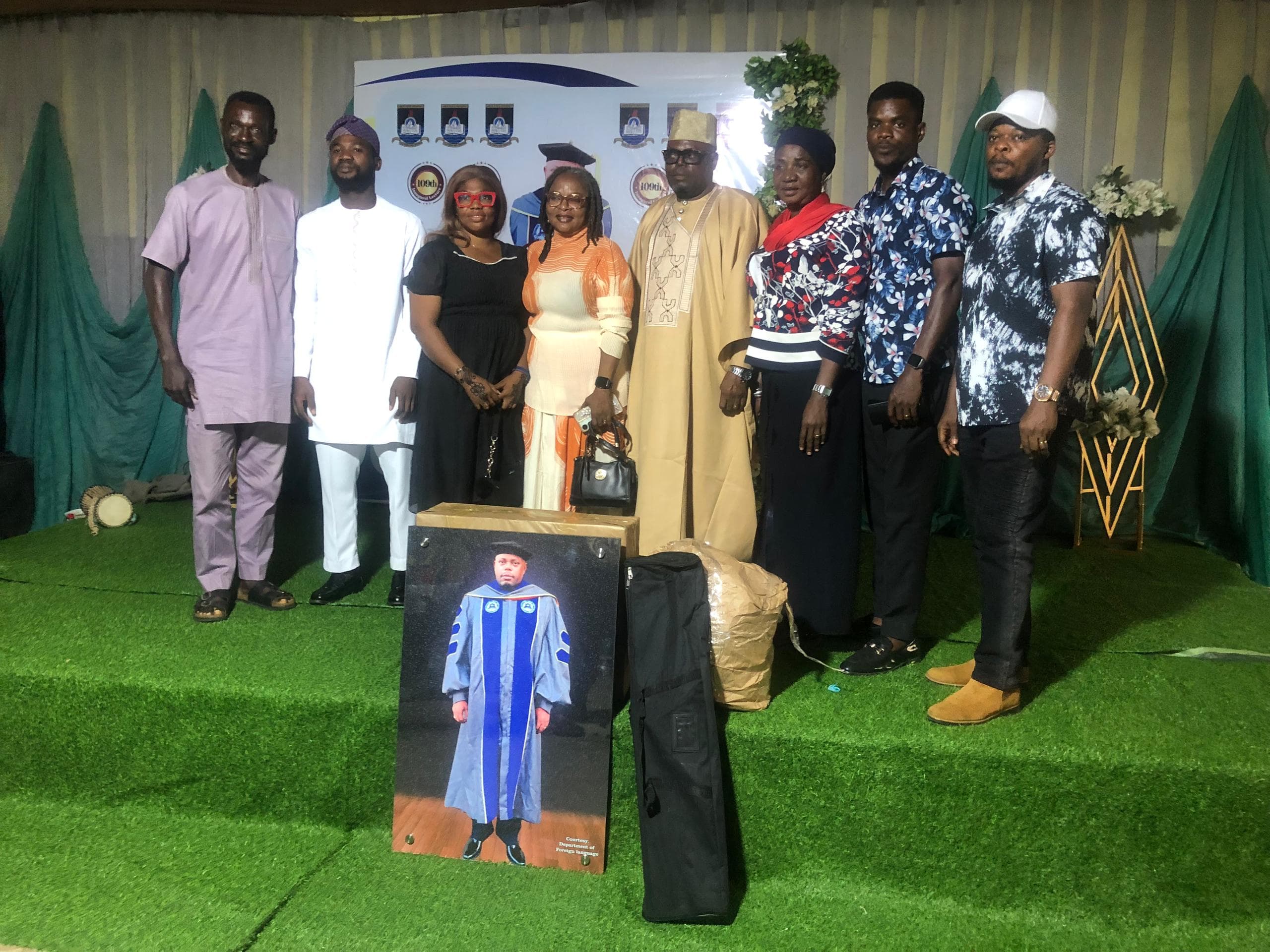 LKJ Tennis Club members celebrating Prof. Tayo
